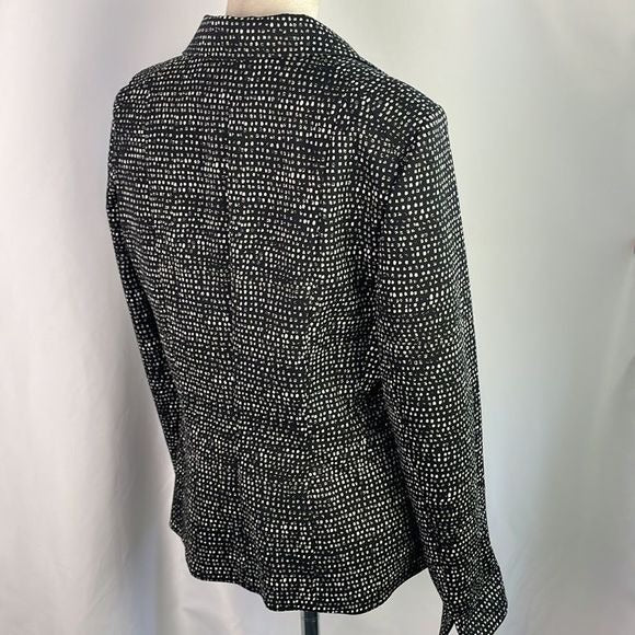 Lafayette 148 NWT Black White Print Open Front Jacket