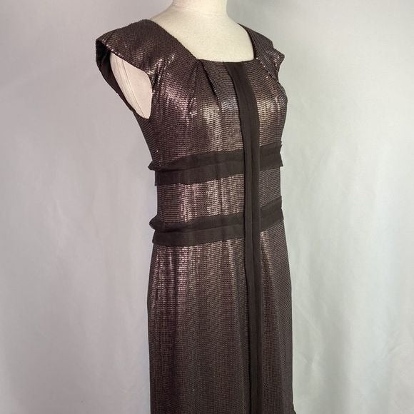 Robert Rodriguez Copper Beaded Cocktail Dress