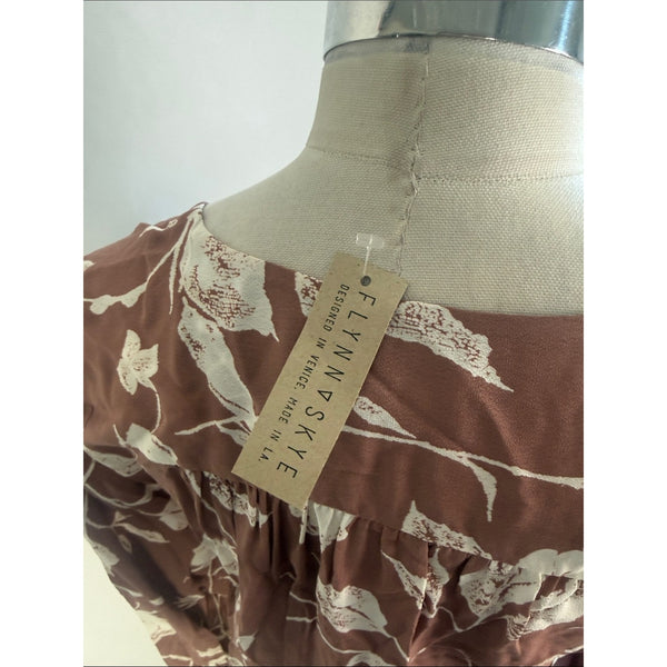 NEW FLYNN SKYE BROWN FLORAL TIE FRONT BLOUSE