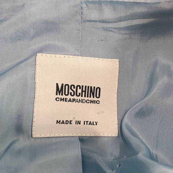 Moschino Blue w Beaded Buttons Belt Jacket
