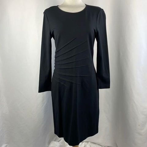 Armani Collezioni Black w Pleated Side Mini  Dress
