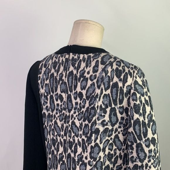Stogova grey animal print black color block dress