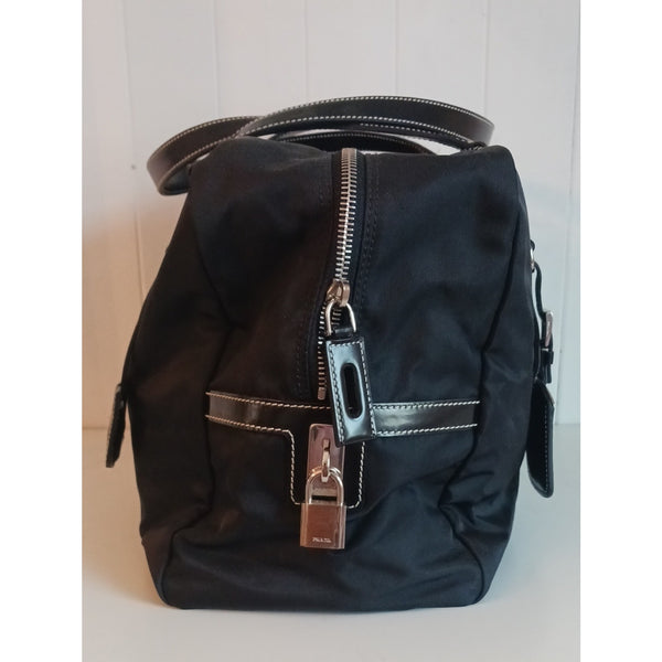 PRADA BLK NYLON NEW LARGE SATCHEL BAG