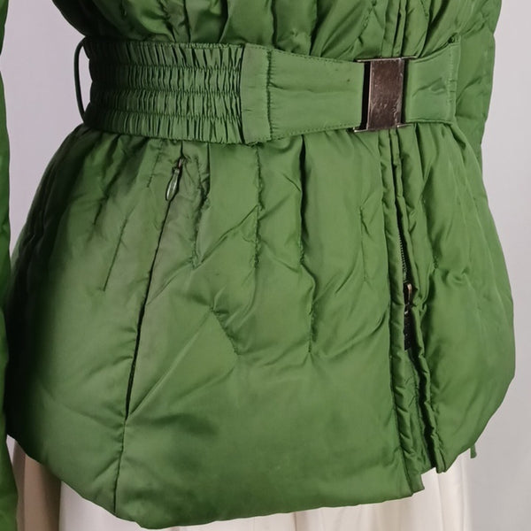 Liu Jo Green Short Puffer Jacket With Belt.