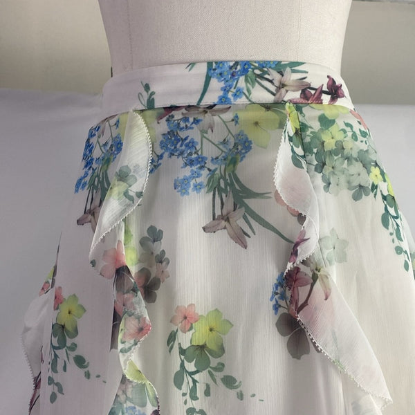 NWOT Ruffle Floral Midi Ted Baker Skirt