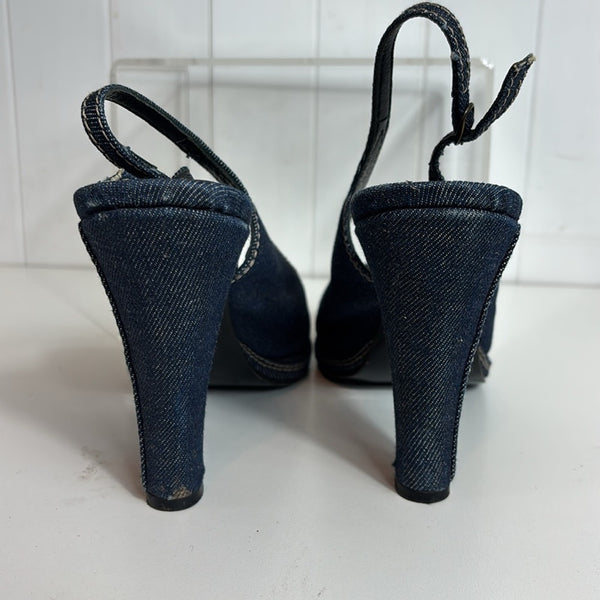 Biba Denim Heeled Sling Back Sandals