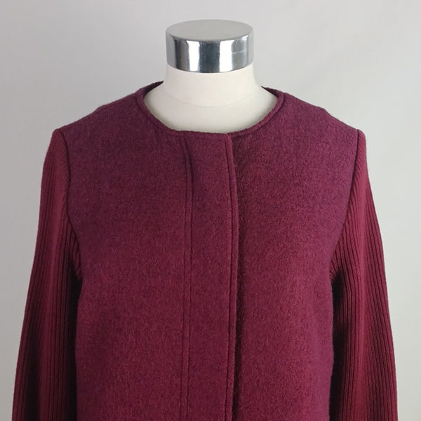 Talbots Wine 3/4 Knit Sleeves Coat