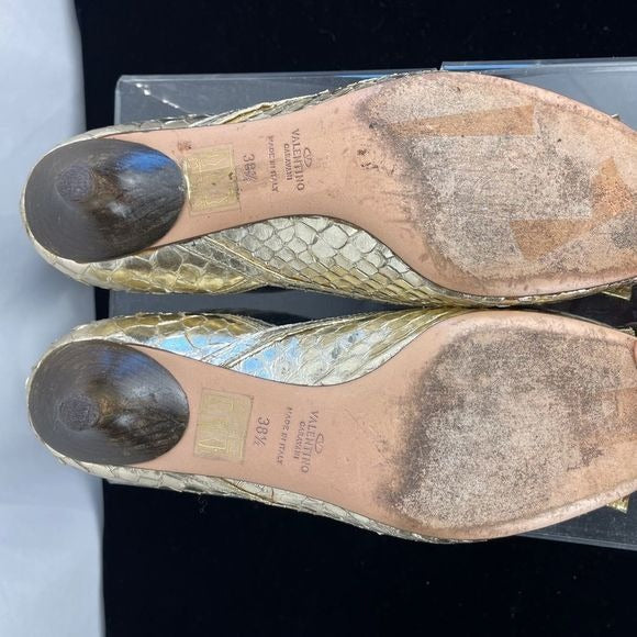Valentino gold snake low heel