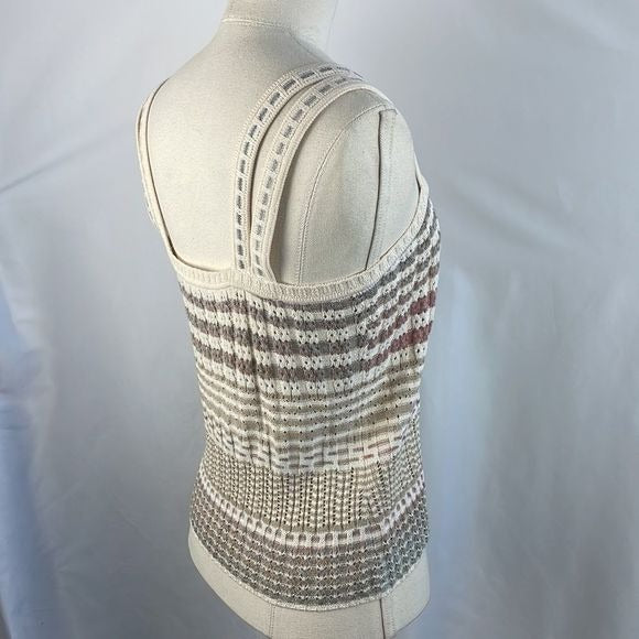 St. John Tan Striped Shell / Cardigan Sweat Set With Tank Top
