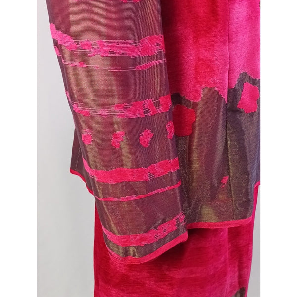 ROGER SAKOUN VINTAGE RED/METALLIC 3 PIECE SKIRT SUIT