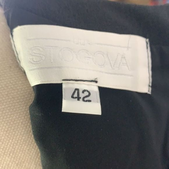 Stogova grey animal print black color block dress