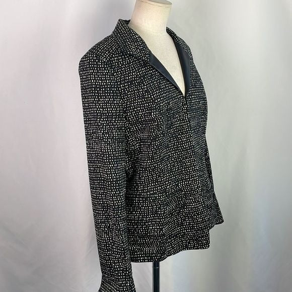 Lafayette 148 NWT Black White Print Open Front Jacket