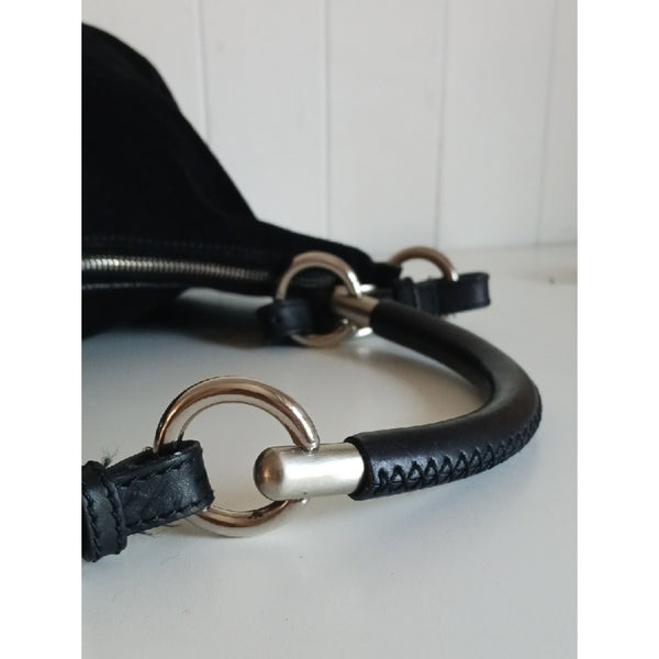 PRADA BLK SUEDE HOBO BAG.