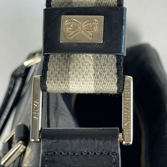 Anya Hindmarch black leather satchel with strap