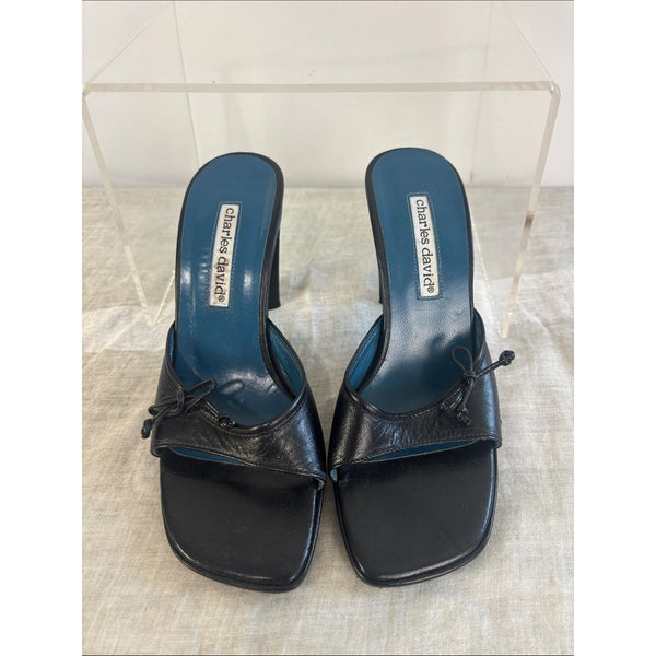 CHARLES DAVID BLACK HEELED MULES