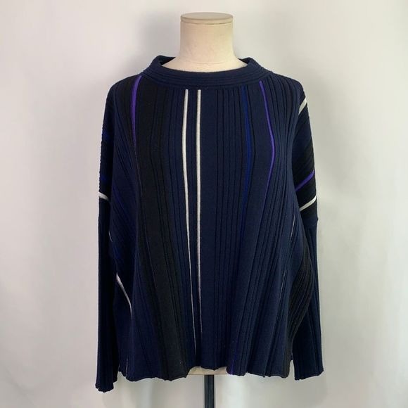PierAntonioGaspari Black Blue White Ribbed Sweater