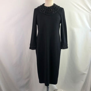 Escada Black with Beaded Trim Midi Dress