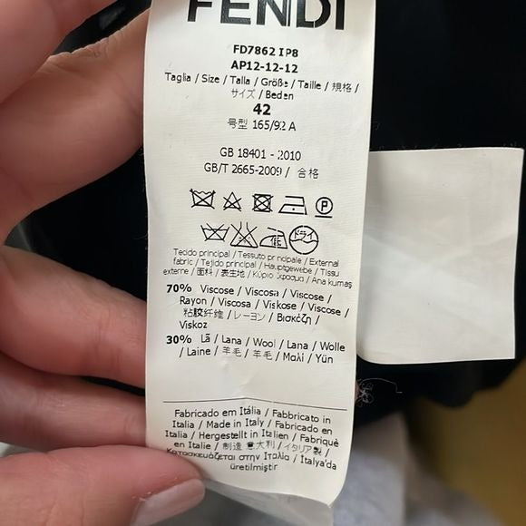 Fendi Black Tie Drop Waist Sleeveless Dress