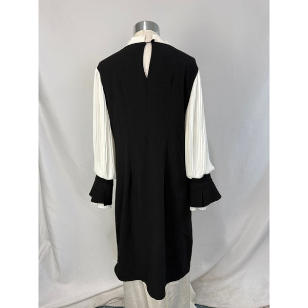 EDWARD ACHOUR Black And Cream Tie Neck Dress