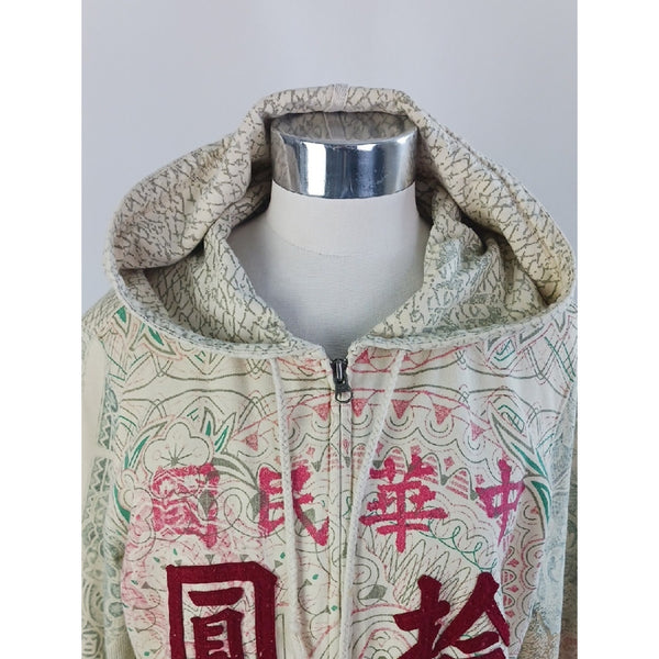 LUCKY BRAND Y2K ASIAN MONEY TARE ZIP JACKET.