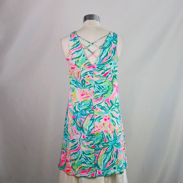Lilly Pulitzer Bleu Print Dress Cross Back NWT Dress.
