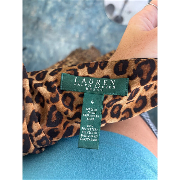 RALPH LAUREN ANIMAL PRINT CROSS FRONT DRESS