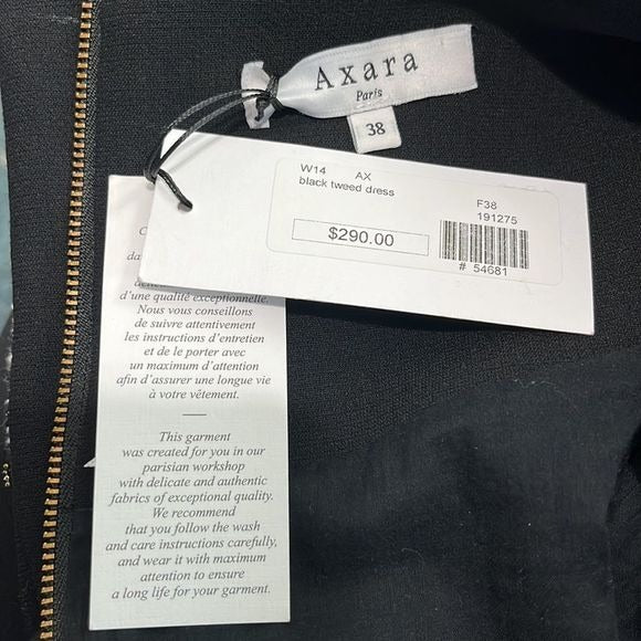 NWT Axara Gold Tweed/Gold Beads Black Dress