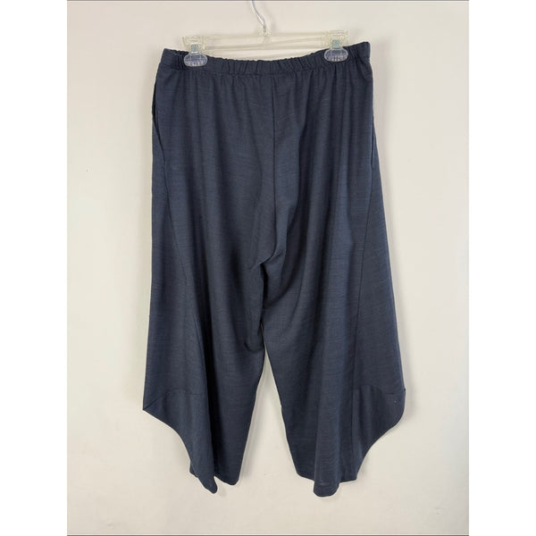 SQUARE NAVY WIDE LINEN PANTS
