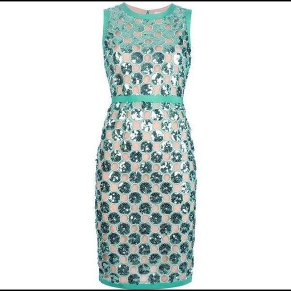 New Hoss Green Sequin w Sheath Dress