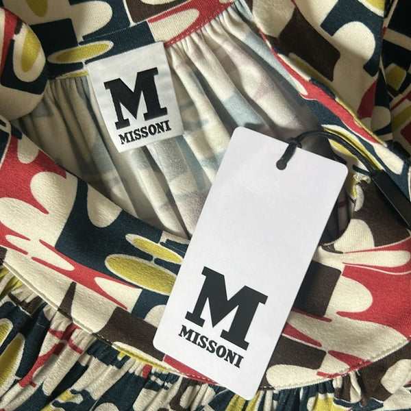 Missoni Nwt Multi Print Hi Neck Sleeveless Top