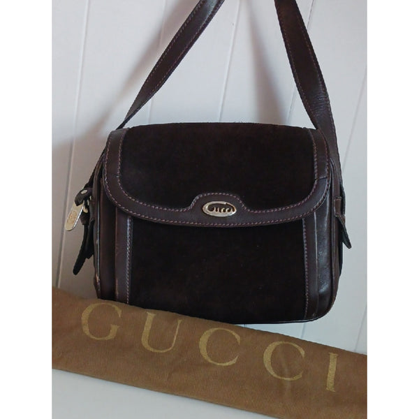 GUCCI VTG BR LEATHER CROSS BODY BAG.