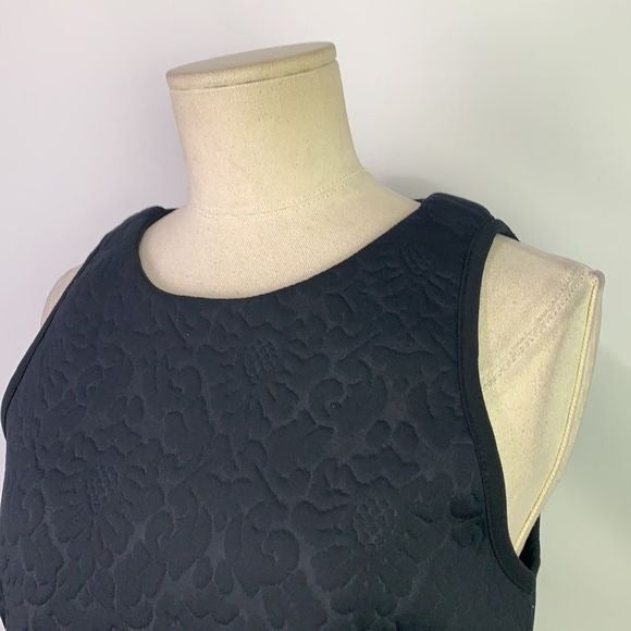 Space Style Concept black textured with velvet drop waist midi dress