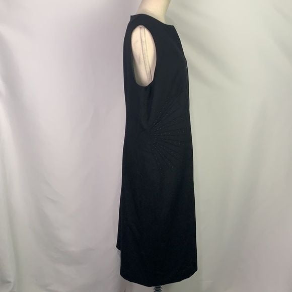 Akris Punto black sleeveless dress with beaded ribbed waist
