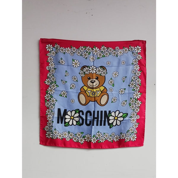 MOSCHINO SMALL SQUARE TEDDY BEAR PRINT SCARF