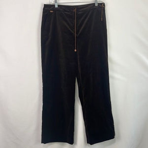 St John Brown Velvet Slacks With Copper Chain Belt