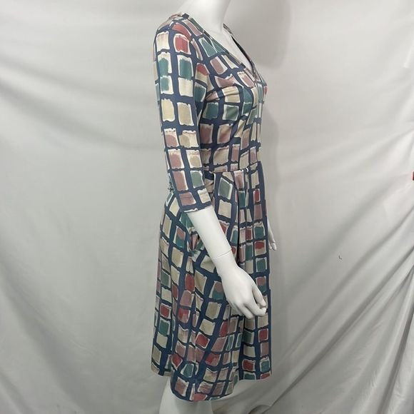 Max Mara Multi Square Print Fit Flare Dress