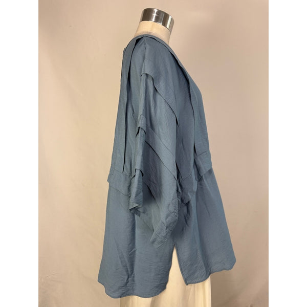 SEE BY CHLOE BLUE TIE WAIST LAYERED TOP