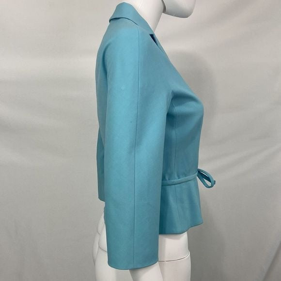 Moschino Blue w Beaded Buttons Belt Jacket
