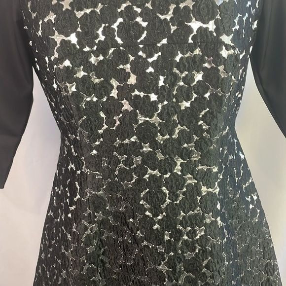 Lela Rose Black And Silver Brocade Mini Dress