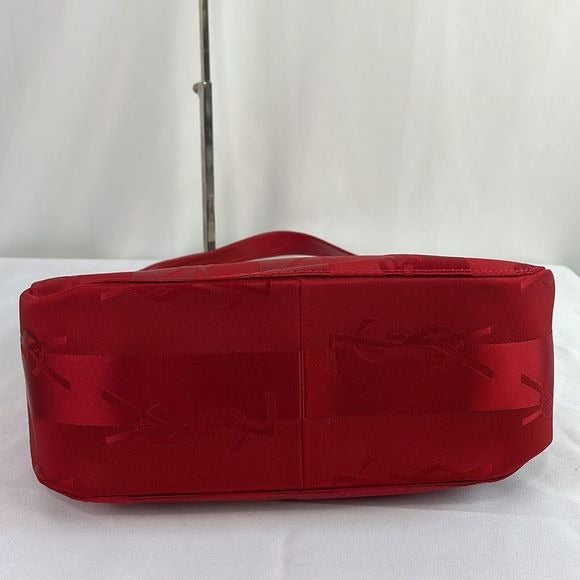 Yves St Laurent Vintage Red Satin Logo Bag