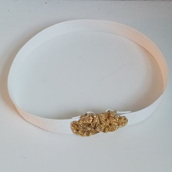 Mimi D Vintage White With Gold Buckle Belt