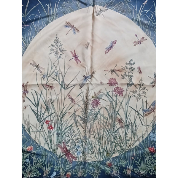 GUCCI VINTAGE FLORAL Insect Print Silk Scarf