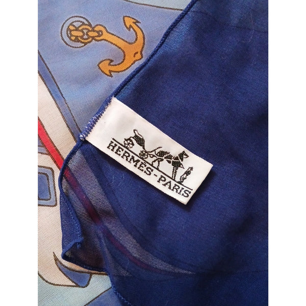 HERMES LARGE SHIP PRINT SHAWL/PAREO W BOX SHAWL