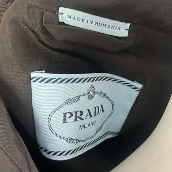 Prada Black And Navy Nylon 3/4 Belt Jacket
