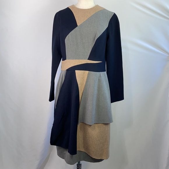 Stogova Tan Gray Black Color Block Dress