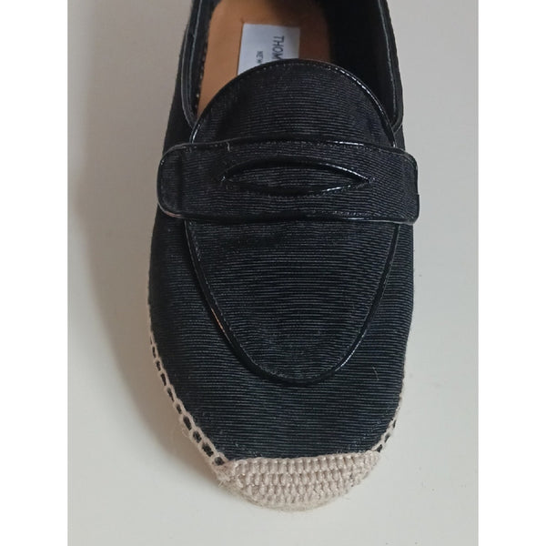 THOM BROWNE BLK ESPADRILLE FLATS SHOES.
