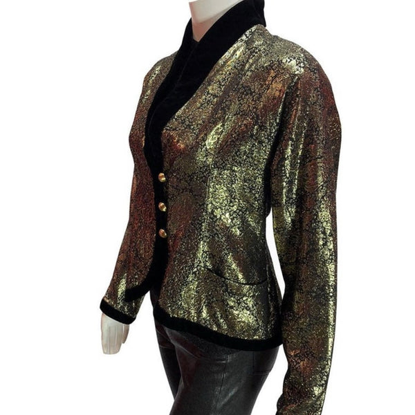 Lanvin Vintage Gold Lamé & Black Velvet Jacket