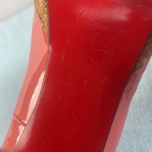 Christian Louboutin Pink Patent With Cork Heels