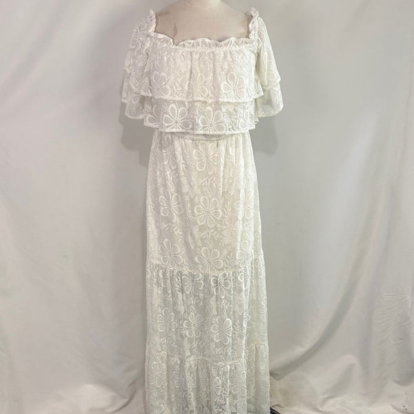 NWT BB Dakota White Lace Off the Shoulder Maxi Dress