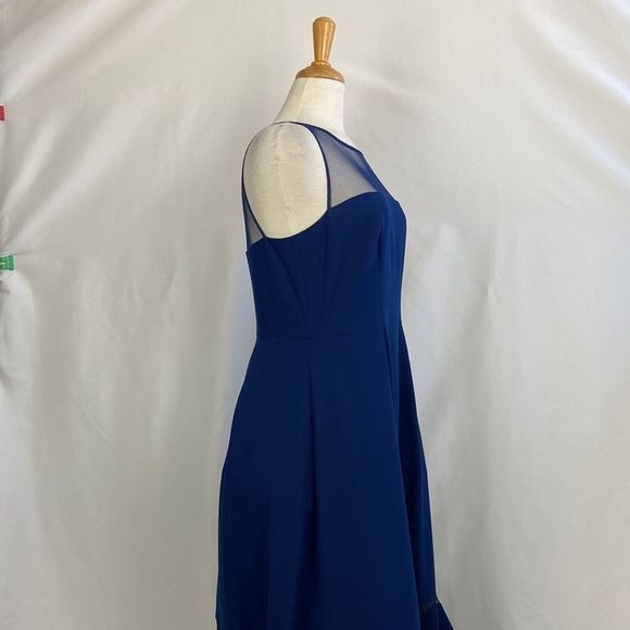 That Look Navy Midi Dress w/ Sheer Panels